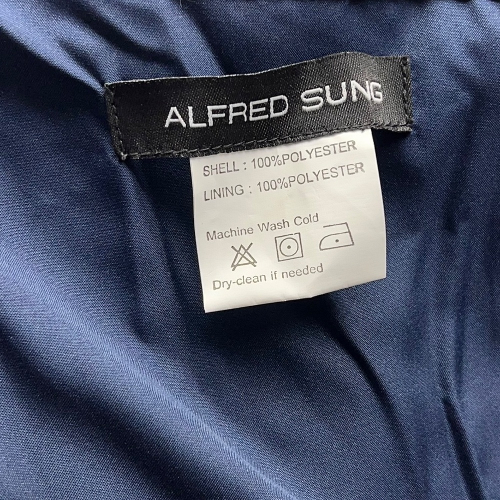 NEW Alfred Sung D699 Strapless High Low Satin Gown Midnight Blue Size 8 - Picture 8 of 11